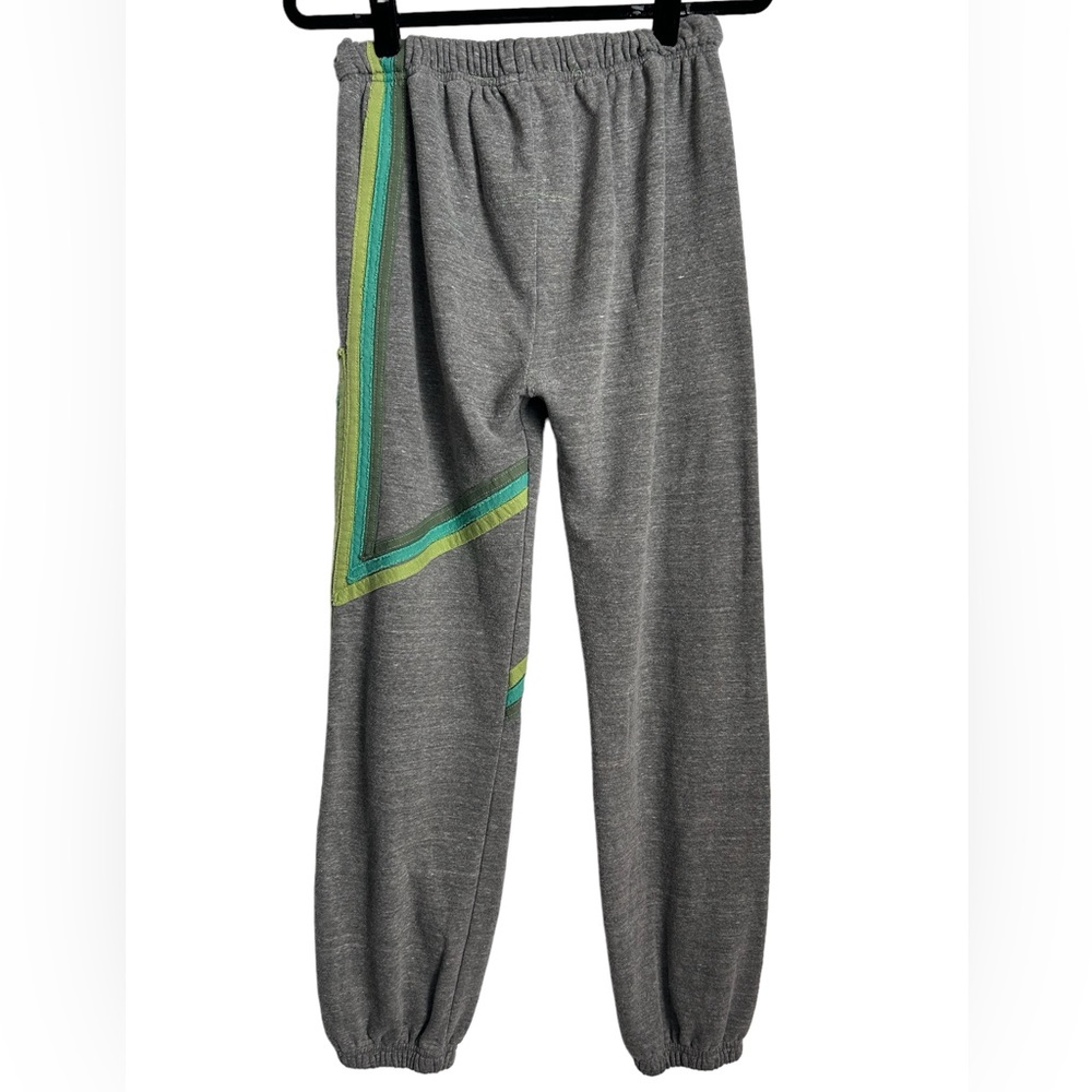 *SOLD* AVIATOR NATION Rare Sweatpants- Heather Grey/ Green Stripes Size Small - Picture 2 of 9
